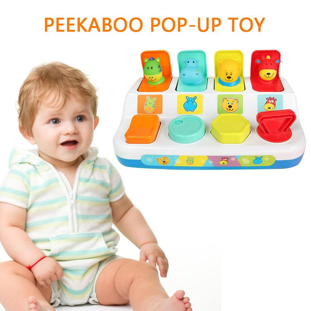 Interactive Pop Up Shape Animals Toy Switch box Button Box Baby Intelligence Push Doll Toy Baby Learning Development Toy game