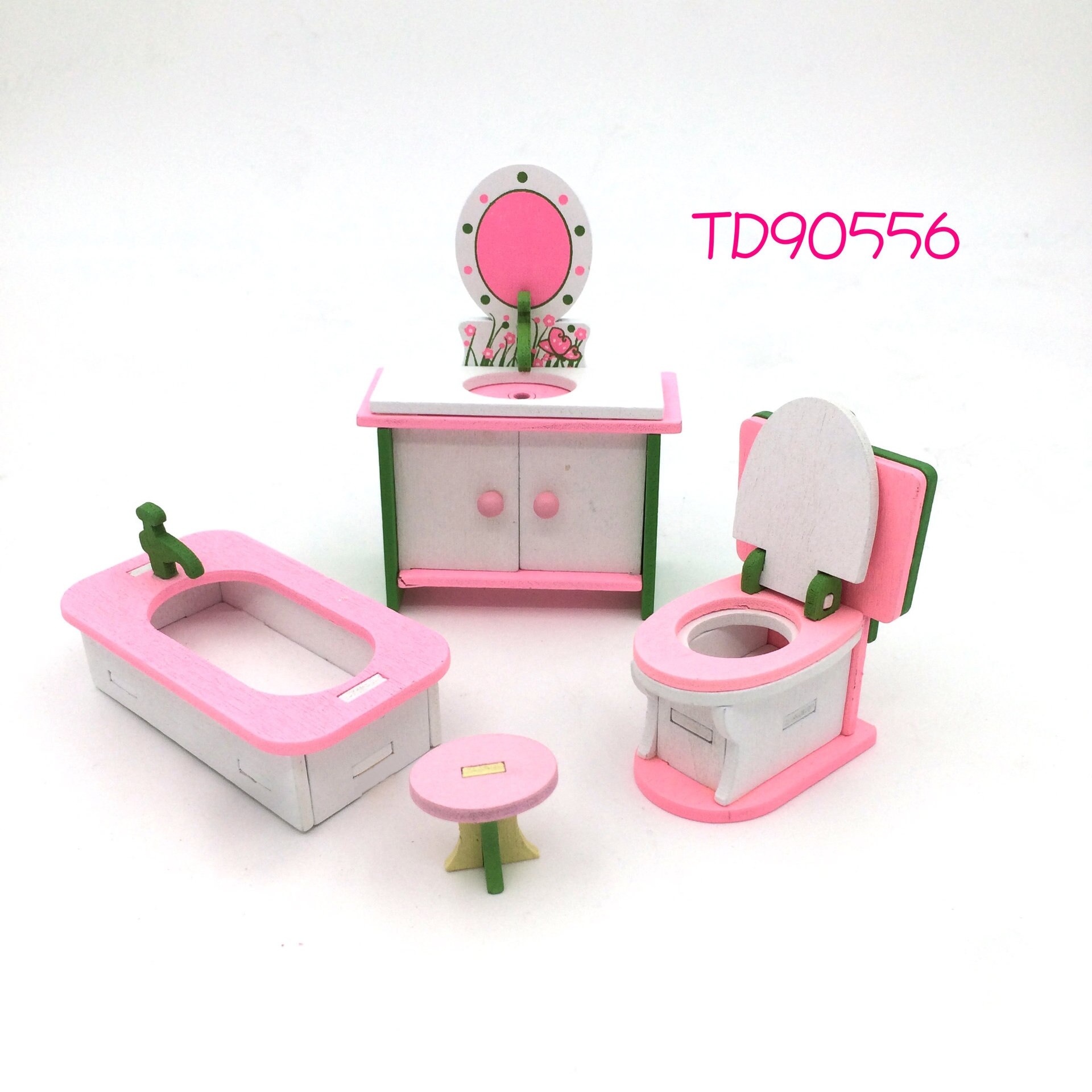 Wooden Simulation Miniature Furniture Bathroom Restaurant House Decoration Play Toys Wood Dollhouse Furniture Toys set For Kids: TD90556