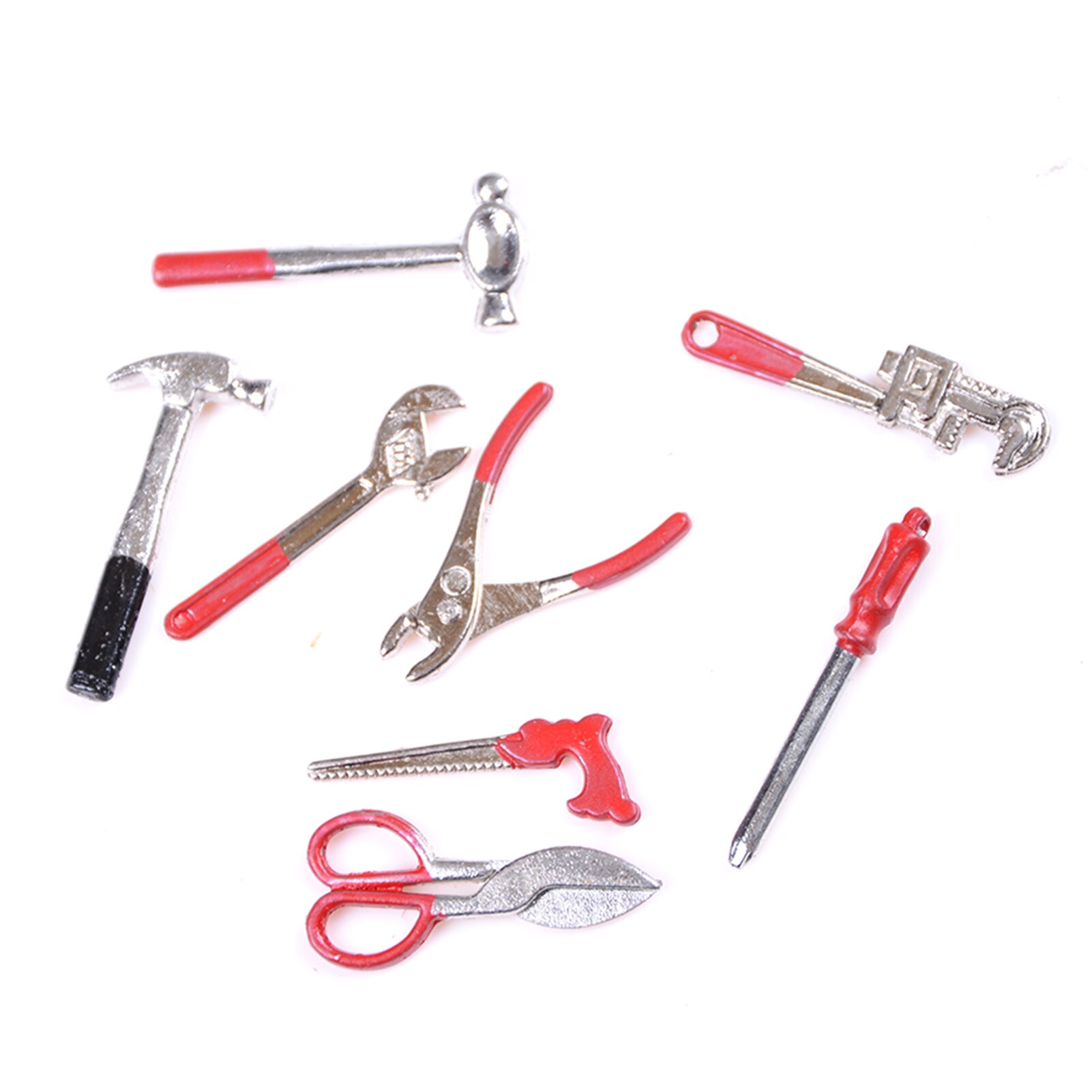 1/12 Dollhouse Miniature Wooden Tool Box with Metal Tools Set Repair Kits Decoration for Furniture Toys Doll House Accessories