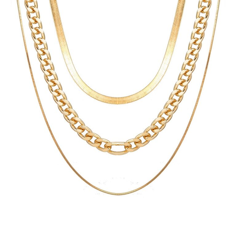 Gothic Punk Metal Multi Layer Dikke Ketting Choker Ketting Voor Vrouwen Mannen Gold Streetwear Sieraden Vrouwelijke Chocker Collier