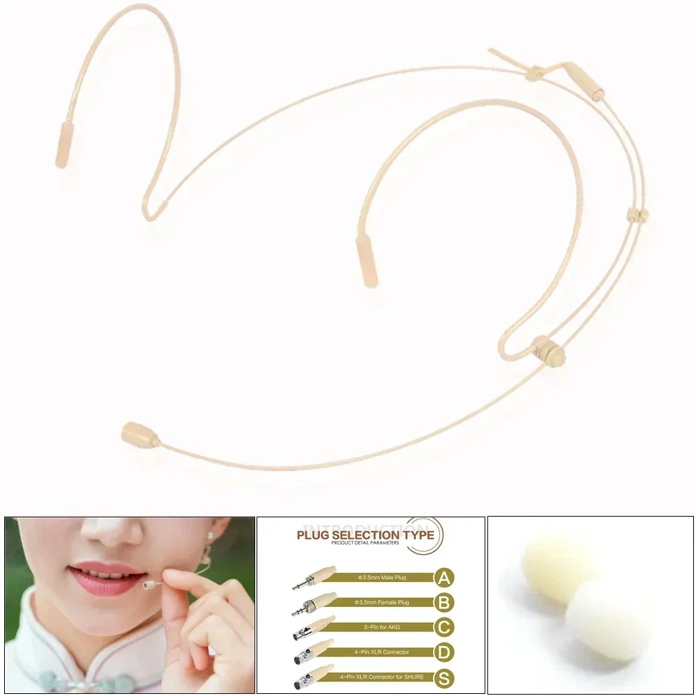 Hochwertiges Doppel-Ohrbügel-Headset-Mikrofon, am Kopf getragenes Mikrofon für kabellose Taschen, 3,5 mm, 4-polig