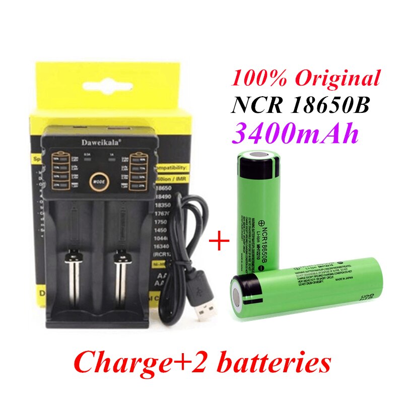NCR 18650B 3.7V 3400 MAH 18650 Lithium Rechargeable Battery For Panasonic Flashlight Bateries and USB charger
