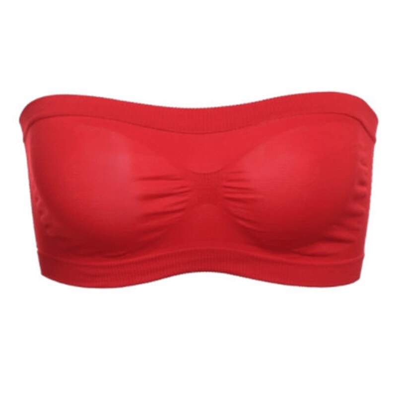 Sujetadores finos sin tirantes para mujer, cómodos, sin forro, con aros, sujetadores deportivos para mujer: Rojo