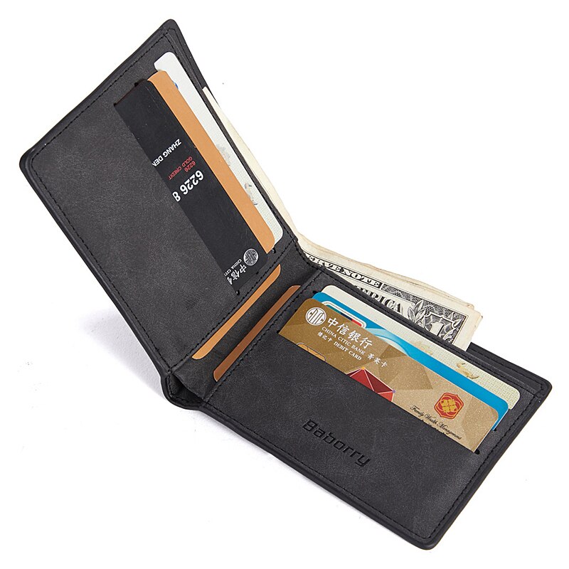 Kort tegnebog til mænd læder pu dollar pakke vintage solide tegnebøger mandlige multi kort afslappet pung rfid beskyttelse