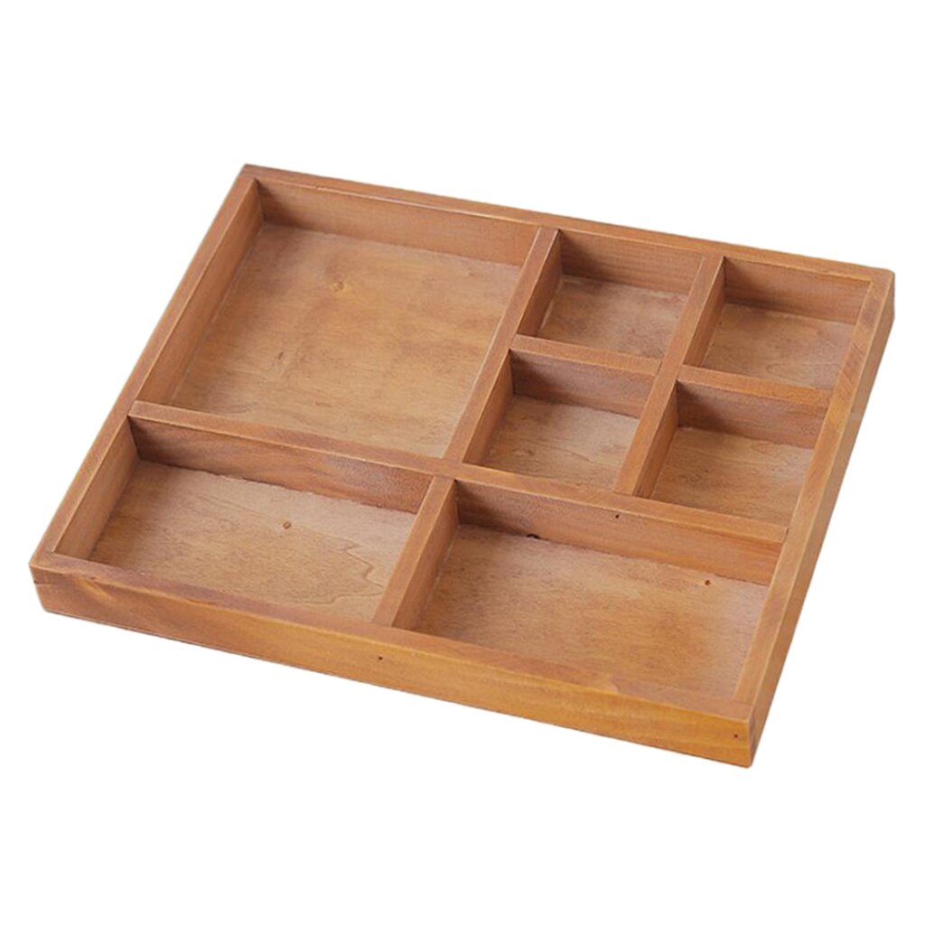 Desktop Storage Organizer 7 Compartment Living Room Office Supplies Wooden