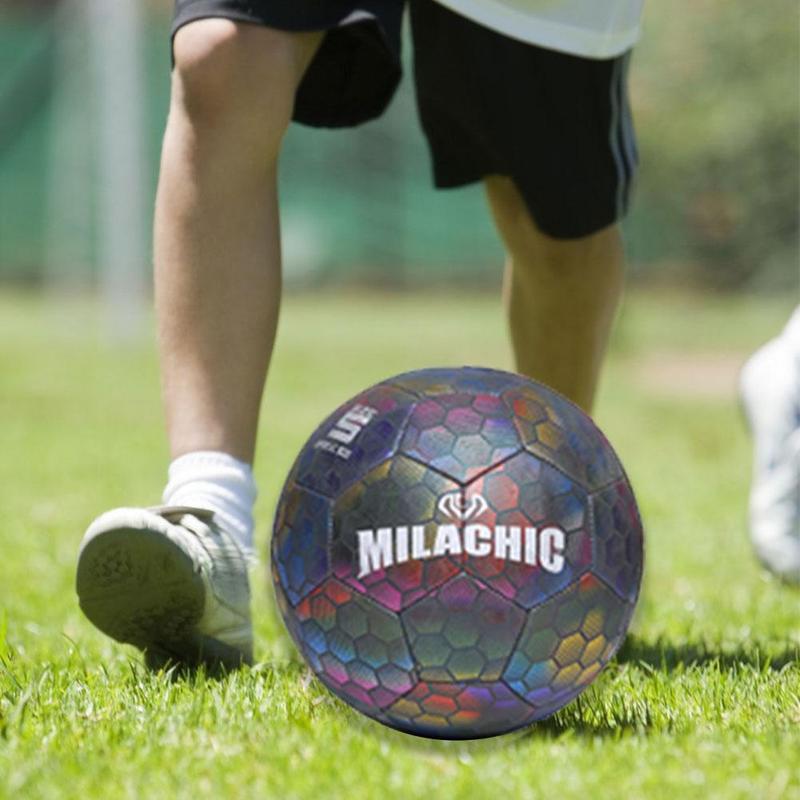 Balón de fútbol luminoso reflectante para niños, juego de adiestramiento al aire libre, luminiscente, inflable