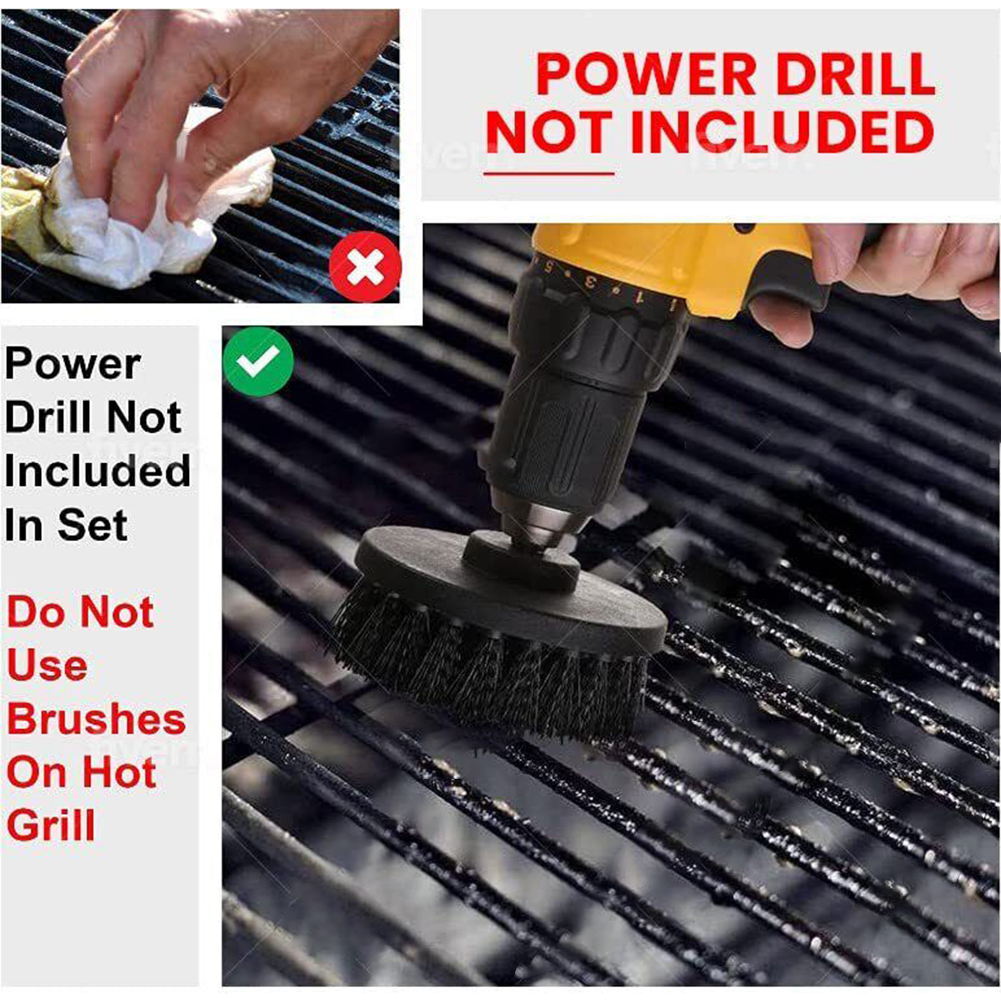 Kit de limpieza de barbacoa, cepillo de parrilla sin cable y seguro de usar con un taladro inalámbrico o cable, herramientas de bricolaje para el hogar, accesorios, herramienta eléctrica