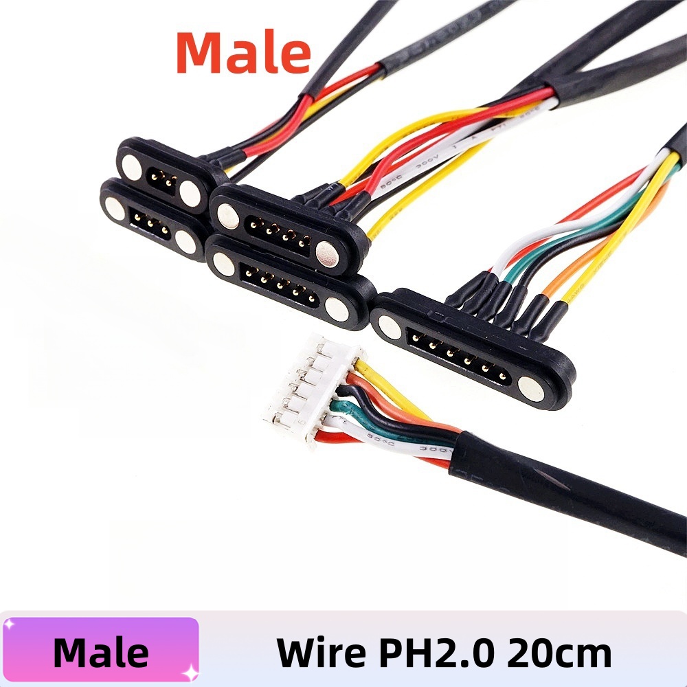 2Pcs 2 3 4 5 6Pin DC 2.54mm Magnetic Pogo Pin Connector Male Female 2A Waterproof High Current Spring Loaded Power Socket: Gold / 4P