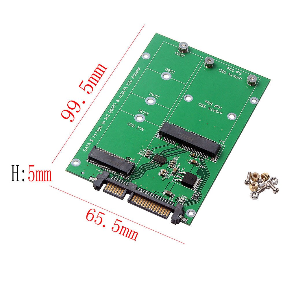M.2 NGFF MSATA 2 en 1 de 2,5 pulgadas, tamaño múltiple, SSD a tarjeta convertidora SATA III