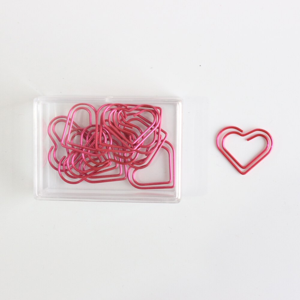Domikee-marcapáginas con de corazón de amor, clips de papel para la escuela y la Oficina, 12 unids/caja, 5 colores,: plum