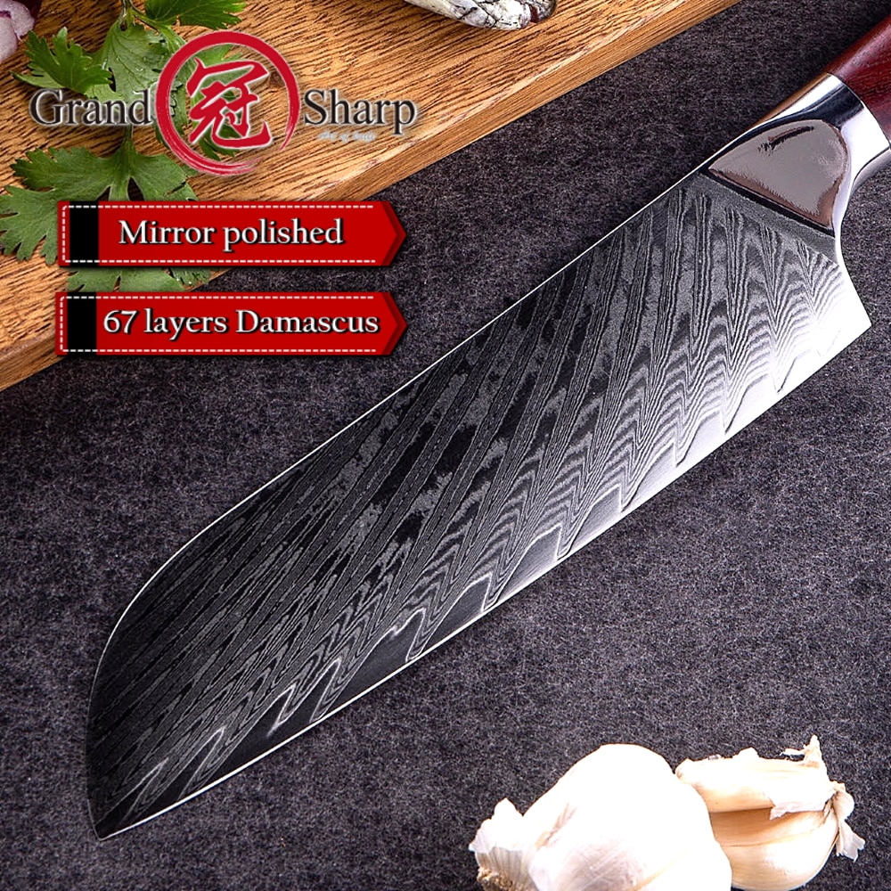 Santoku Knife 6.9" Japanese Kitchen Knife vg10 Japanese Damascus Steel Home Improvement Cutlery Chef Knives Cutting Slicing Tool