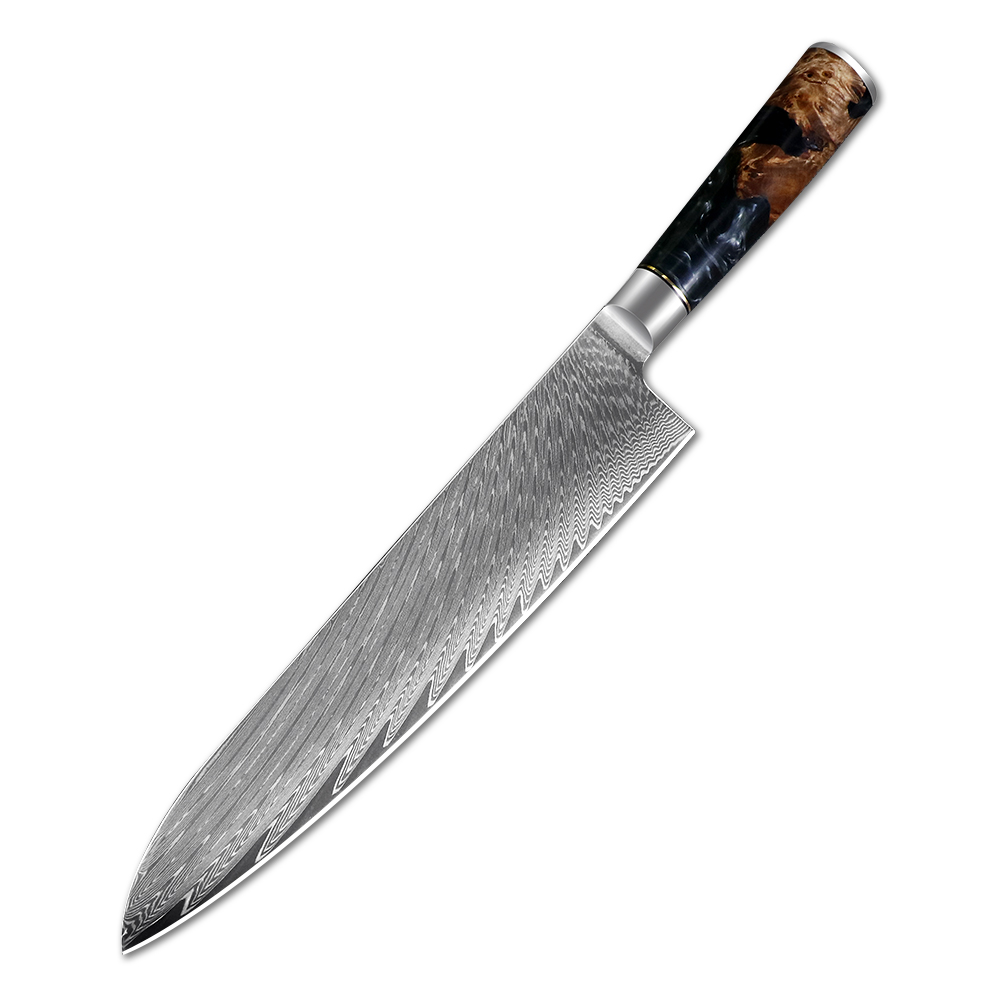 JUMCSONG 1-8 Piece Kitchen Knife Set Damascus Steel Chef Bread Peeled Santoku Sharp Nakiri Cook Kitchen Knife: 9.5ch