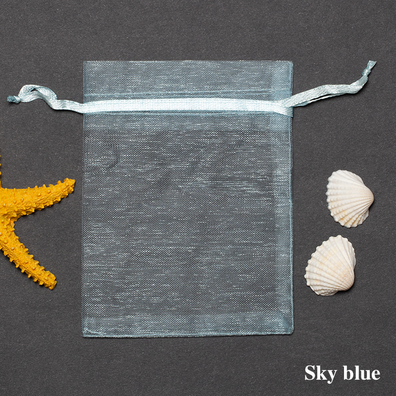 50 stk smykkepose 7*9 cm smykke emballage organza poser favor bryllup fest julegaver emballage poser: Himmelblå