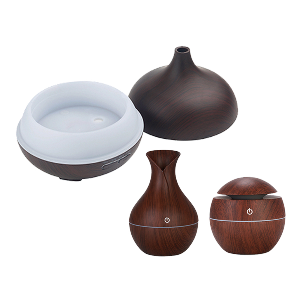 3 Stuks Stijl Led Aroma Diffuser Etherische Olie Luchtbevochtiger Aromatherapie Purifier Met Houtnerf Voor Slaapkamer Woonkamer: Brown / ons