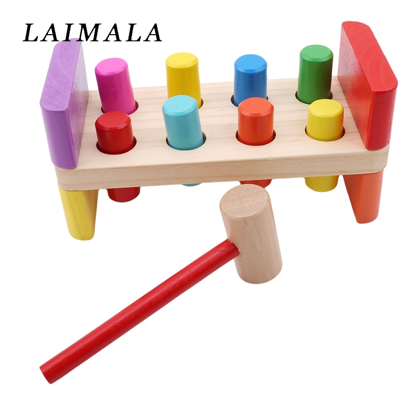 1 Beat Toy Educational Cartoon colorato carino martello di legno Beat Toy Intelligence Toy per neonati neonati bambini bambini