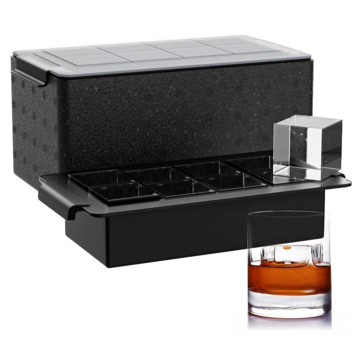 Large Ice Cube Tray Maker 2 Inch Clear Square Crystal Clear Ice Cube Maker for Cocktail,Whiskey & Bourbon Drinks for Men: PURPLE