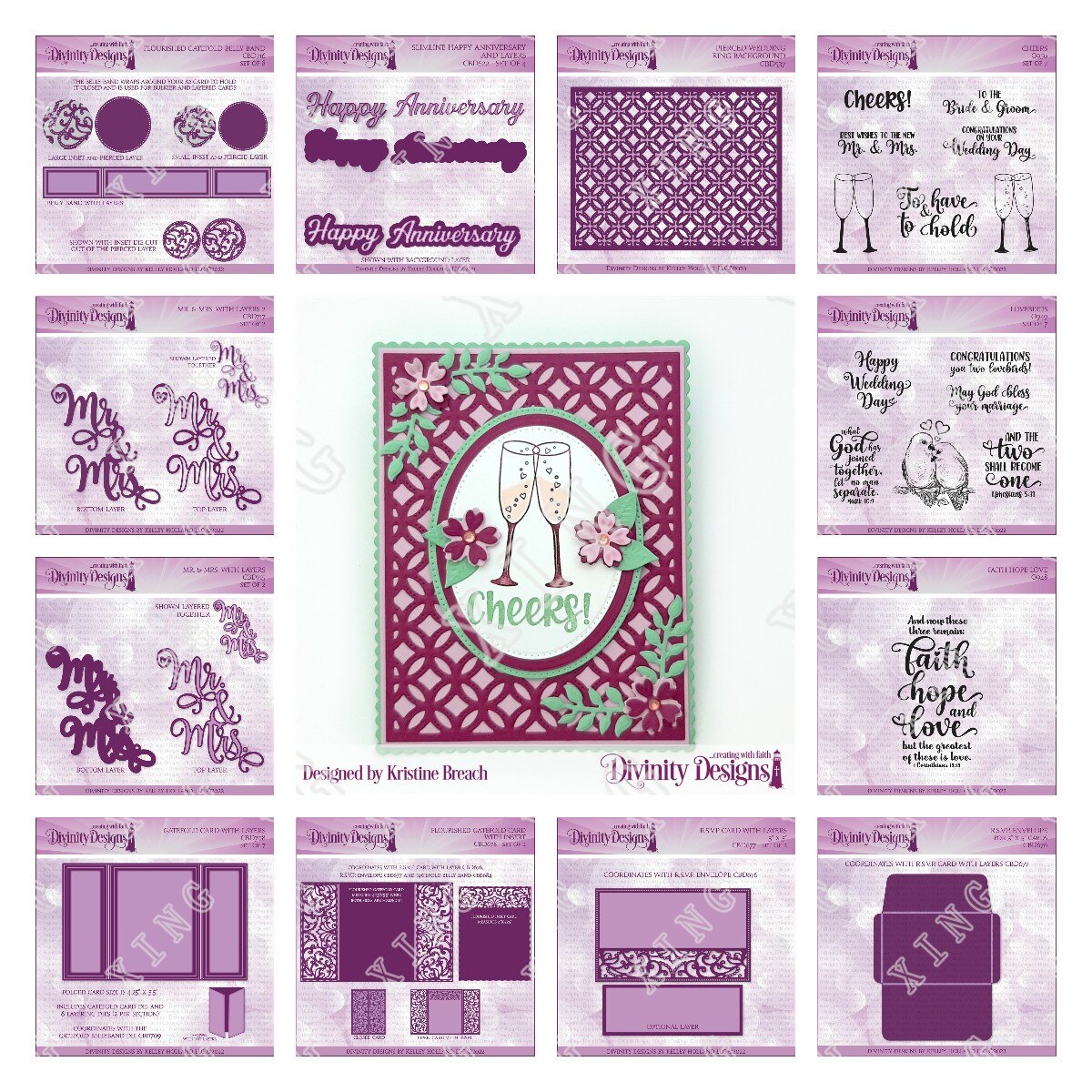 Belly Band Mr Mrs Envelop Anniversary Ring Achtergrond Proost Lovebirds Gatefold Geloof Hoop Liefde Lagen Craft Sterft Postzegels