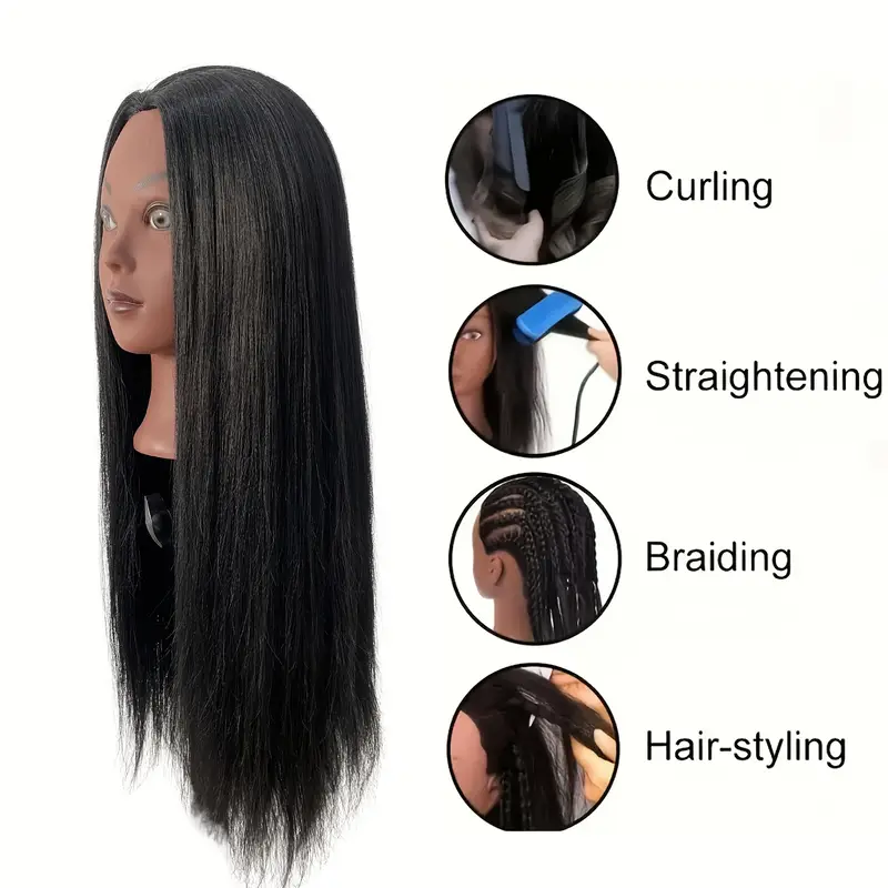 Cosmetology Mannequin Doll Head for Hairdresser Practice with Free Clamp Holder and Tools for Practice Braiding Hairstyling