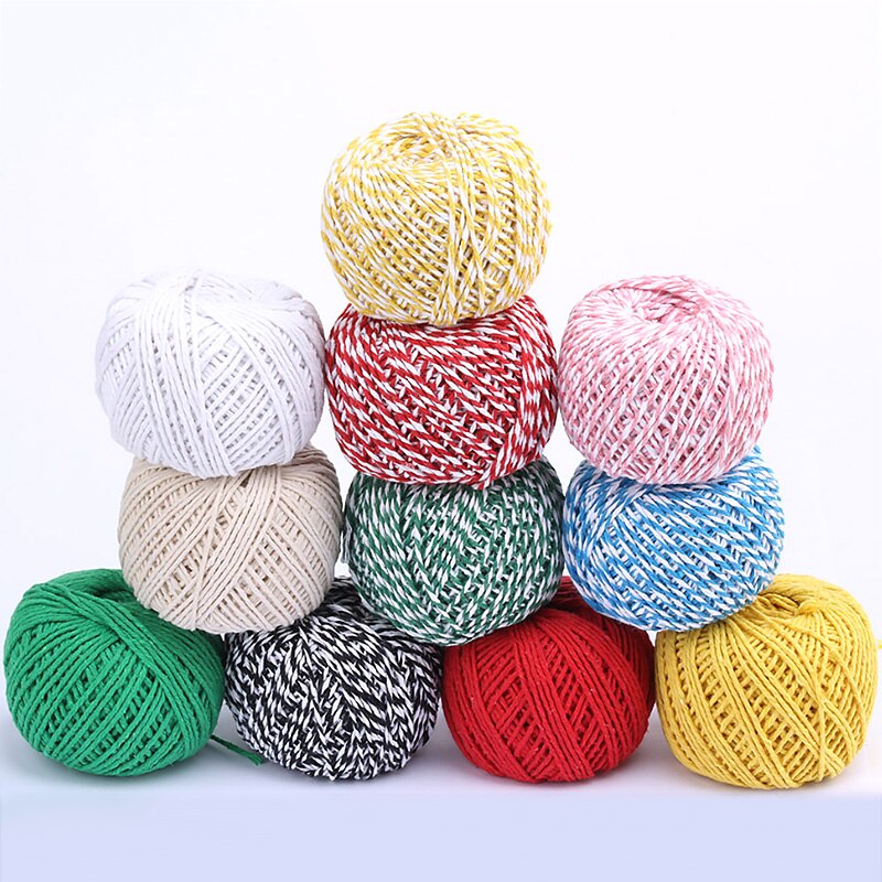 DIY Handmade Cotton Thread 1 Roll 75 Meters Rope Red White Card Hanging Rope Packing Twine String Cord