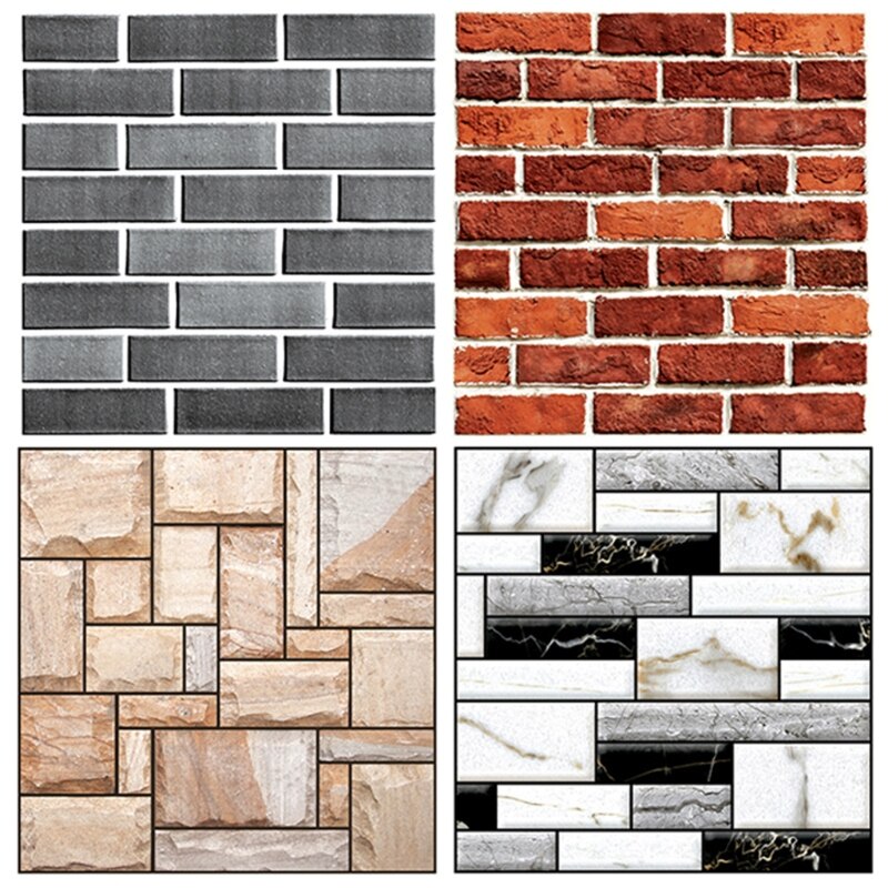 10 Pcs Wall Tile Sticker Home Bathroom Kitchen Brick 3D Wall Decor Stickers Tile Art Backsplash Wall Decoration 30x30Cm