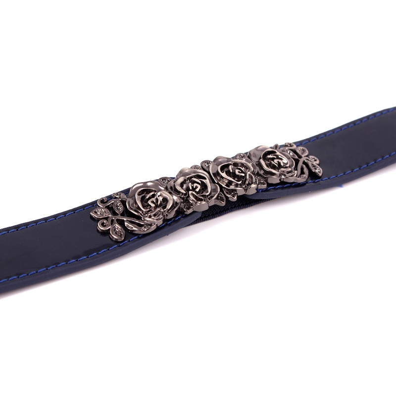 Elastic Nylon Ladies Belt for Dress Rose Flower Buckle Women Waist Belt for Coat Black White Red Female Corset Belt Strap