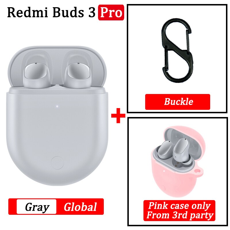 Xiaomi Redmi Buds 3 Pro TWS auricolare Bluetooth Redmi Airdots 3 Pro auricolare Wireless ANC IPX4 per K40 Note 10 Pro: GREY GL pink case