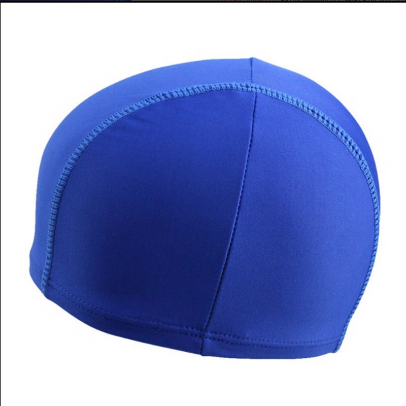Badmössor för män barn öron badmössa långt hår sport simma polyester skydda poolhatt för vuxna tryck badmössor  sw712: Blå