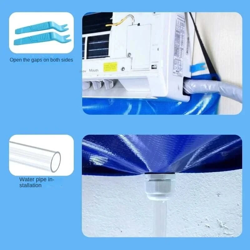 Kit de cubierta de limpieza de aire acondicionado, Herramientas de limpieza, bolsa de protección contra el polvo impermeable, limpiador de acondicionadores de aire, juego de 3000btu, 7/11/12 piezas