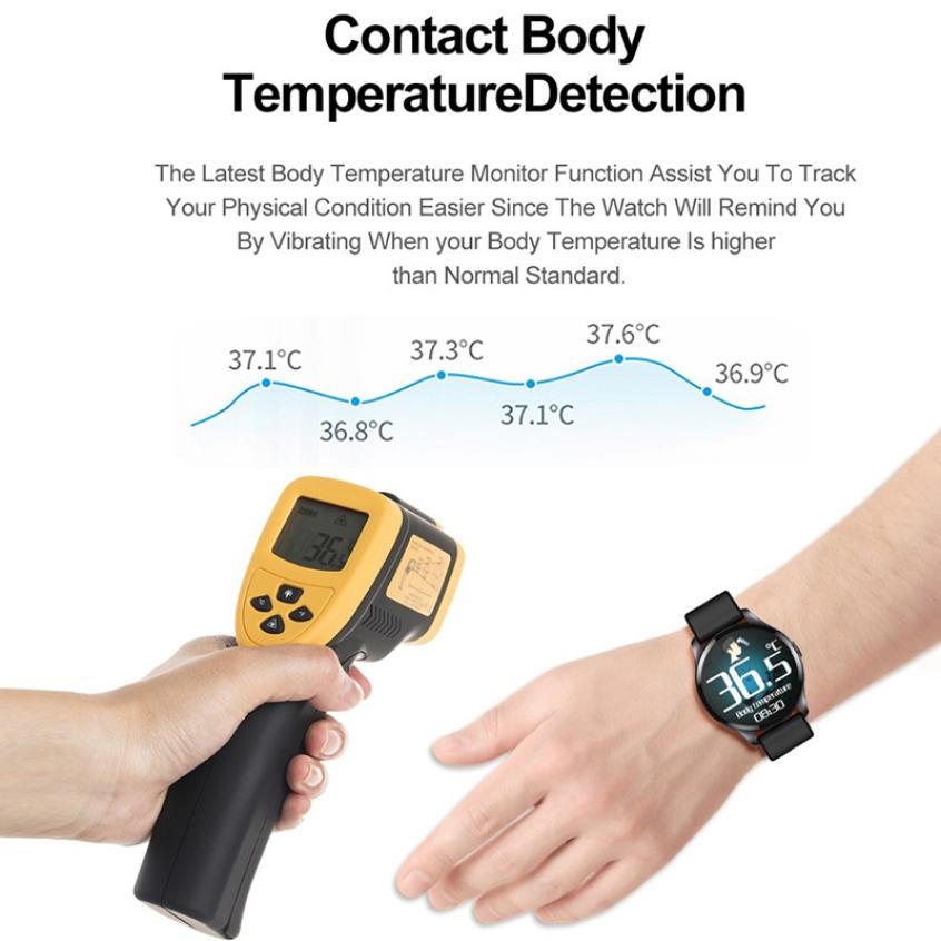 T88 310mah pulseira inteligente monitor de temperatura do corpo círculo tela freqüência cardíaca pressão arterial esportes correndo à prova dwaterproof água relógio