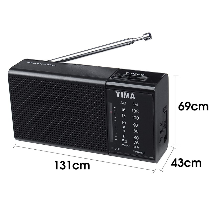 Mini Portable FM+AM Radio Handheld Digital USB TF MP3 Player Speaker Rechargeable with LED Flash Light