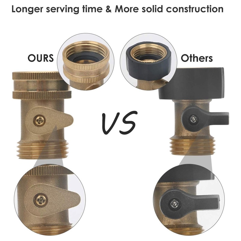 3/4 tommer massiv messing afspærringsventil haveslangetilslutning , 2 pakke kraftig vandslange sluk kugleventil adapter fittings med