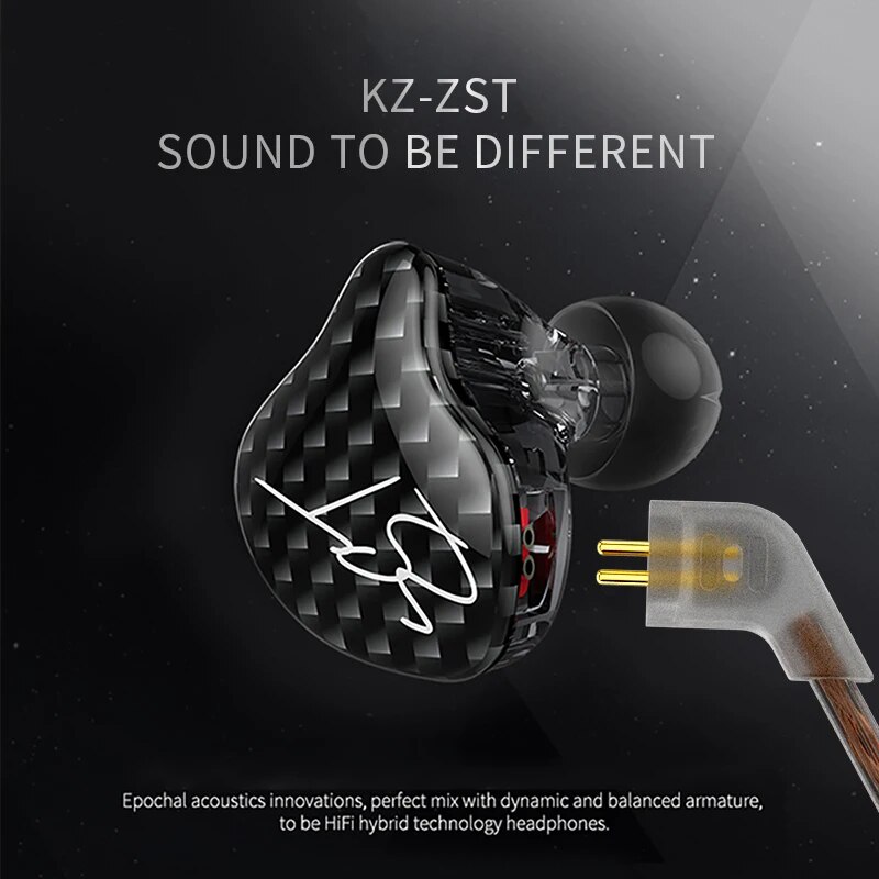 KZ ZST-auriculares intrauditivos con Cable desmontable, cascos con cancelación de ruido, HiFi, música, deporte, juego, teléfono