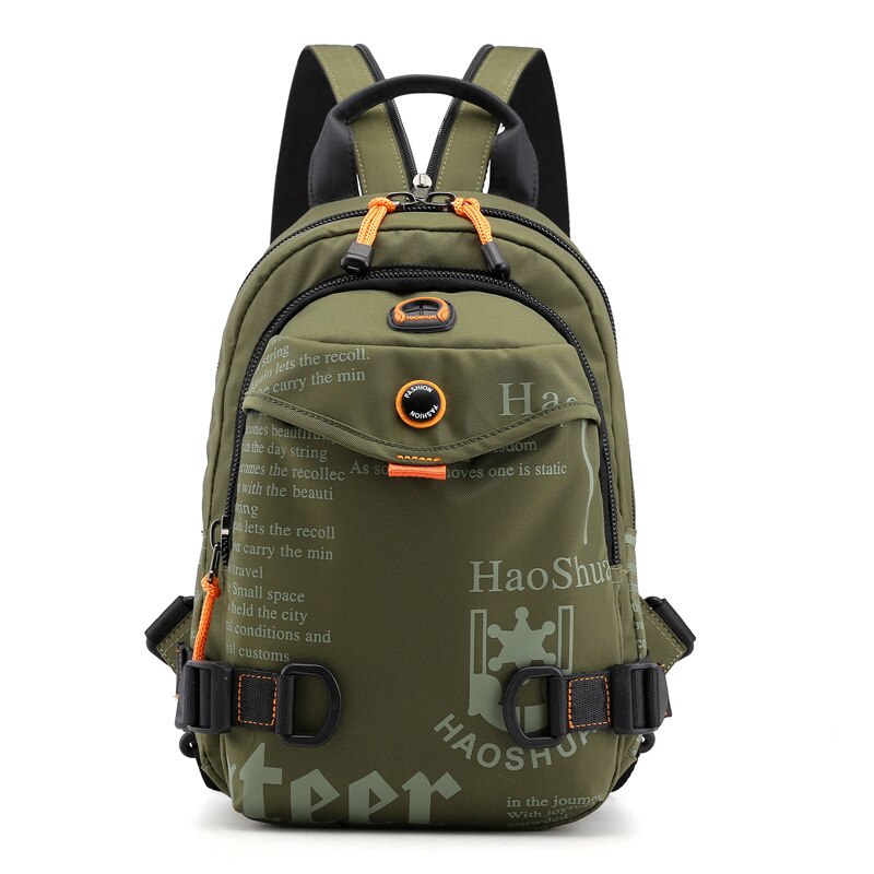 Men Mini Waterproof Backpack Ultra Light Nylon Travel Backpacks Teenage Student Collage Rucksack Letter Printing Small Bag XA24C: WHITE