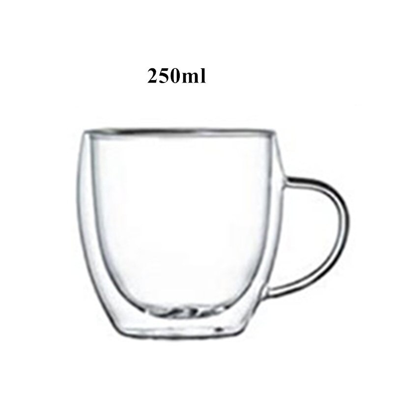 Double Wall Coffee Mugs Transparent Mugs Drinking Heat-resistant Glass Tea Beer Cup Drinkware Milk: A 250ml