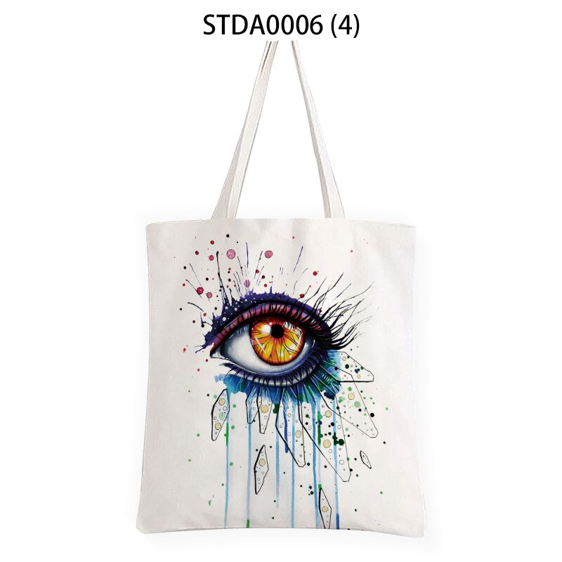 Mooie Ogen Grote Capaciteit Canvas Tote Schoudertas Stof Katoenen Doek Herbruikbare Boodschappentas Vrouwen Tassen Shopper Tassen Viaje: D-4