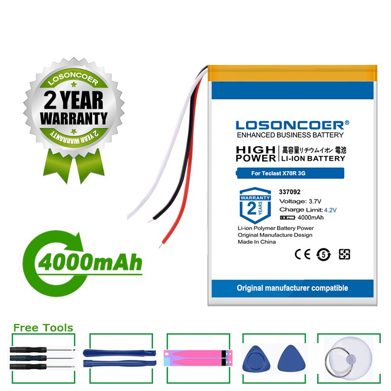 Losoncoer akku 4000 mah 337092 akkus für teclast  x70r 3g tablet-pc