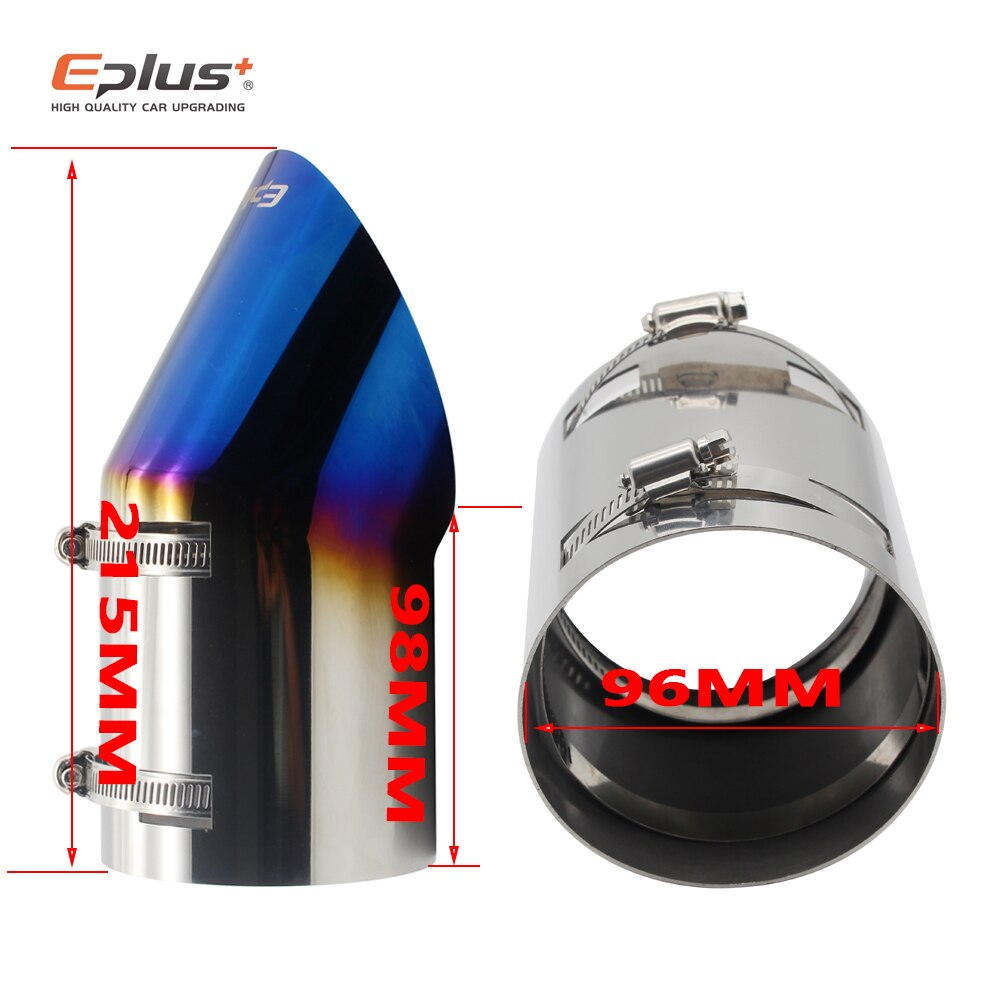 Eplus Car Styling Mufflers Exhaust Tail Throat Pipe Tip Universal Stainless Steel Large Diameter 96mm Auto Muffler