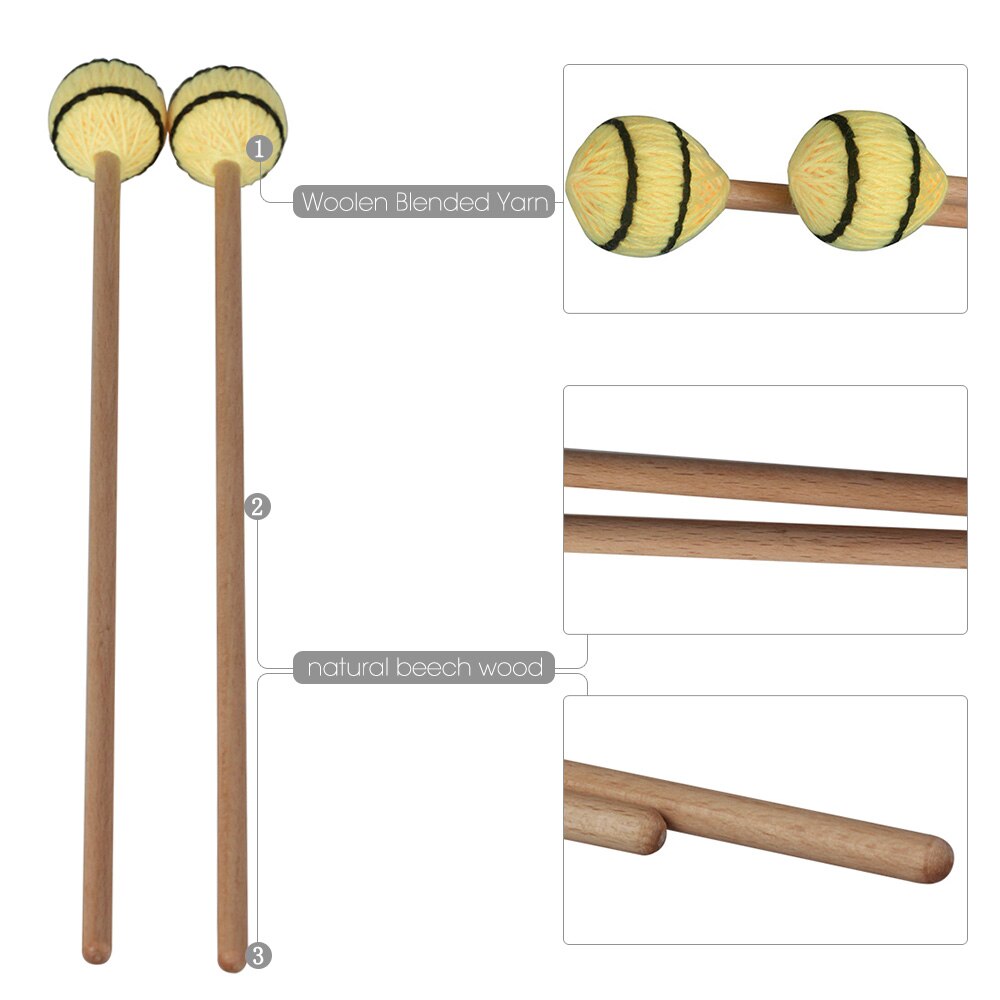 1 par marimba stick klubber xylofon glockenspel hammer med bøgehåndtag percussion instrument tilbehør til amatører