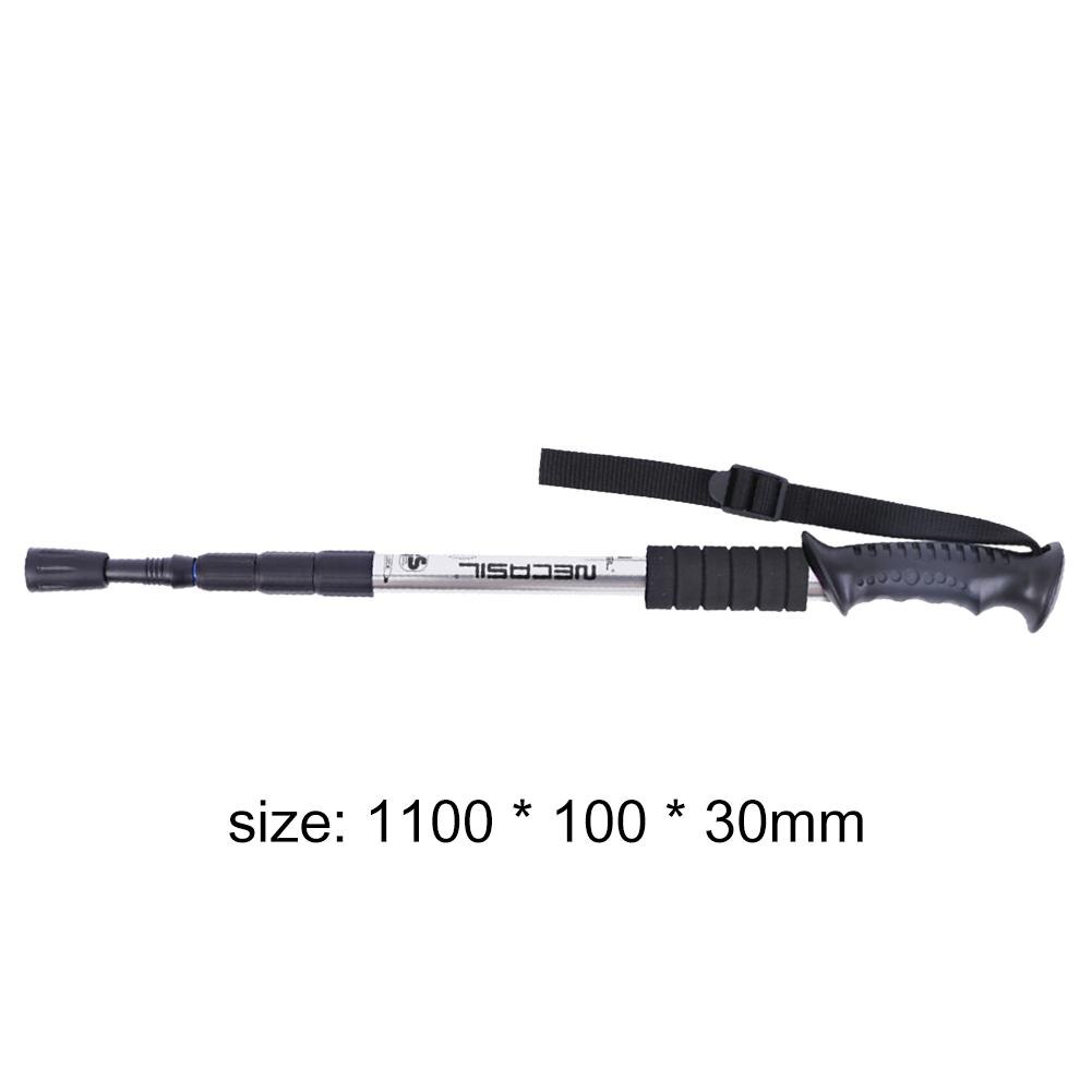 Vendita calda bastoncini da passeggio asta da trekking telescopica multifunzione bastone in lega di alluminio stampella per arrampicata in montagna: argento