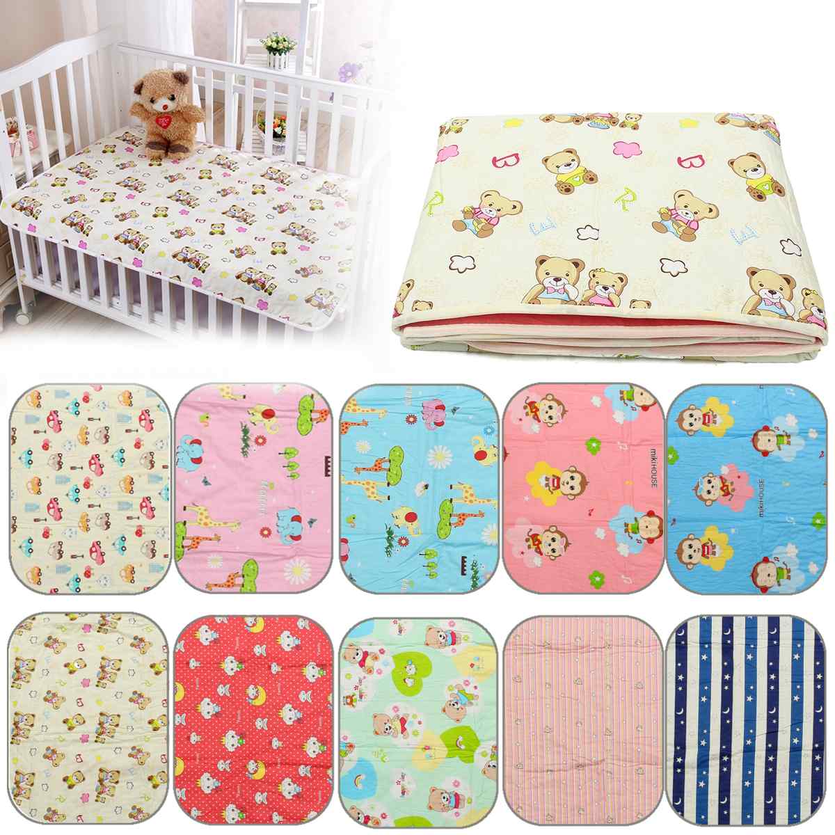 Baby Volwassen Baby Luier Nappy Urine Mat Kid Waterdichte Beddengoed Pad Matras 80x120cm 10 Soorten Katoen + polyester Thuis Textiel