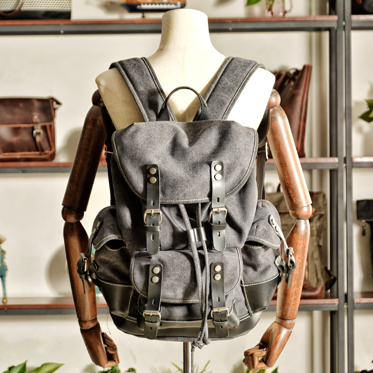 Ombro ao ar livre dos homens saco de estudante casual mochila de viagem de grande capacidade saco de escalada de couro de lona