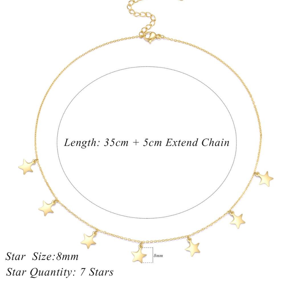 UMODE Korean Girls Gold Stainless Steel Necklace for Women 3mm Ball Chain Necklace Choker Fahsion Party Jewelry UN0391: Star 8mm