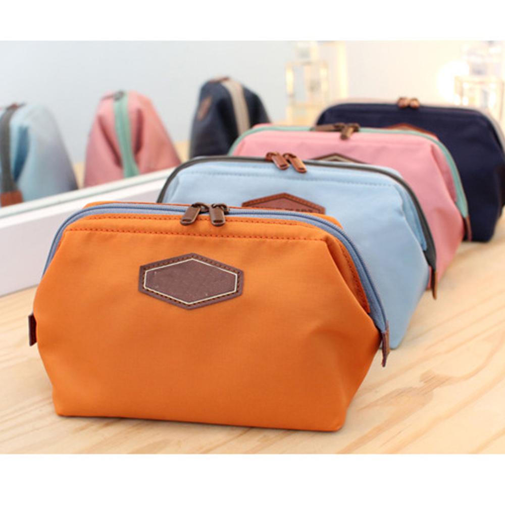 Tragbare Frauen Solide Reise Kosmetik Tasche machen-hoch Tasche Hand tasche Weibliche Reißverschluss Geldbörse Kleine Kosmetik machen hoch Taschen Reise Veranstalter