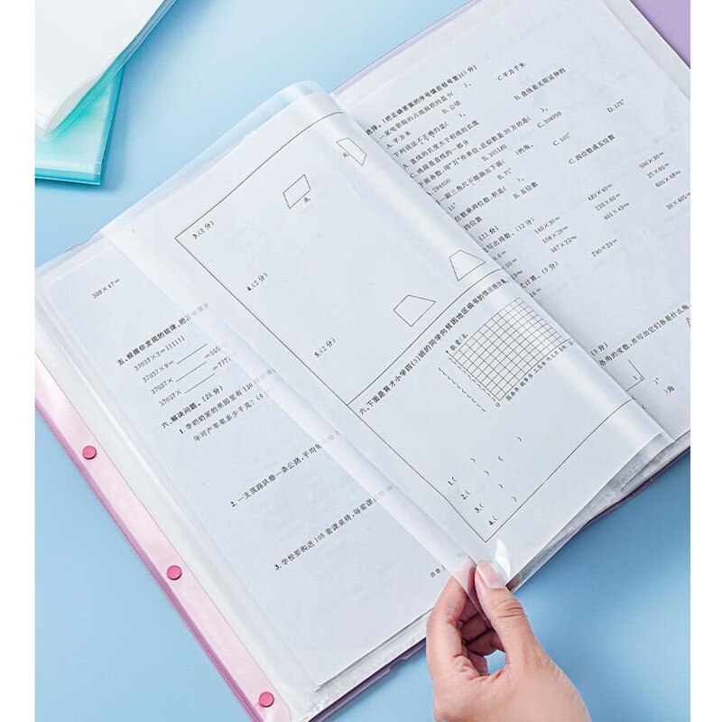1PC A3 Display Book 20/30/40 Pages Transparent Insert Folder Document Storage Bag for Bank Campus File Office Workplace Student