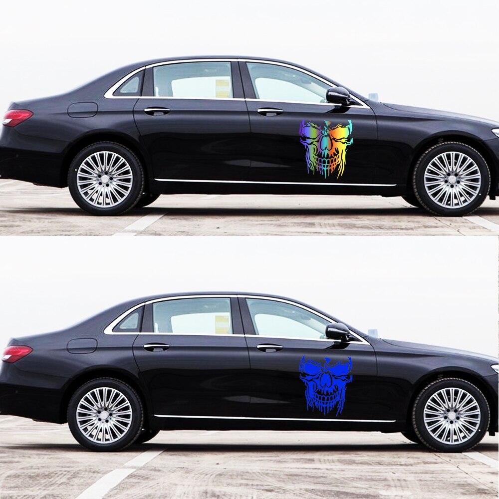 DSYCAR 1Pcs Skull Decal Horrific Skeleton Vinyl Car Hood Window Stickers Vehicle Styling Removable Waterproof Sticker Reflective