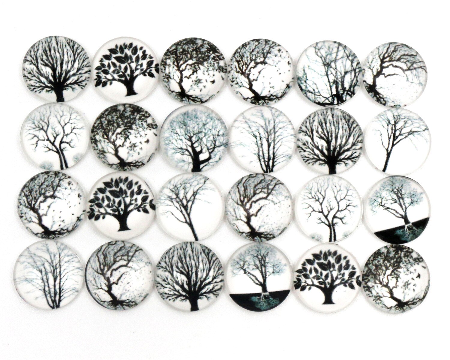 50 teile/los 12mm Foto Glas Cabochon Gemischt Schwarz Baum Cabochons Für Handgemachte Armbinde ohrringe halskette Basen Einstellungen