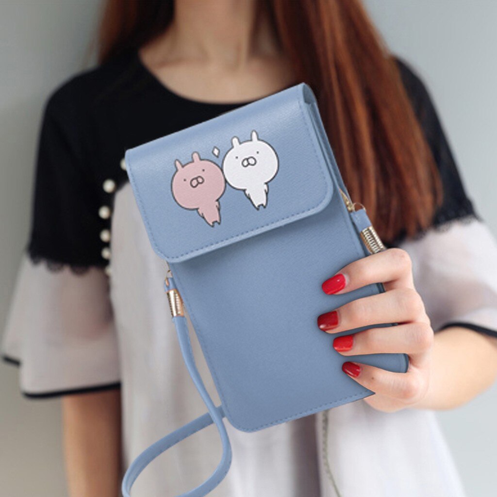 Mode Kleine Crossbody Tassen Voor Vrouwen Mini Mobiele Telefoon Tas Met Back Side Clear Aanraken Screen Venster Lederen Tas Portemonnees
