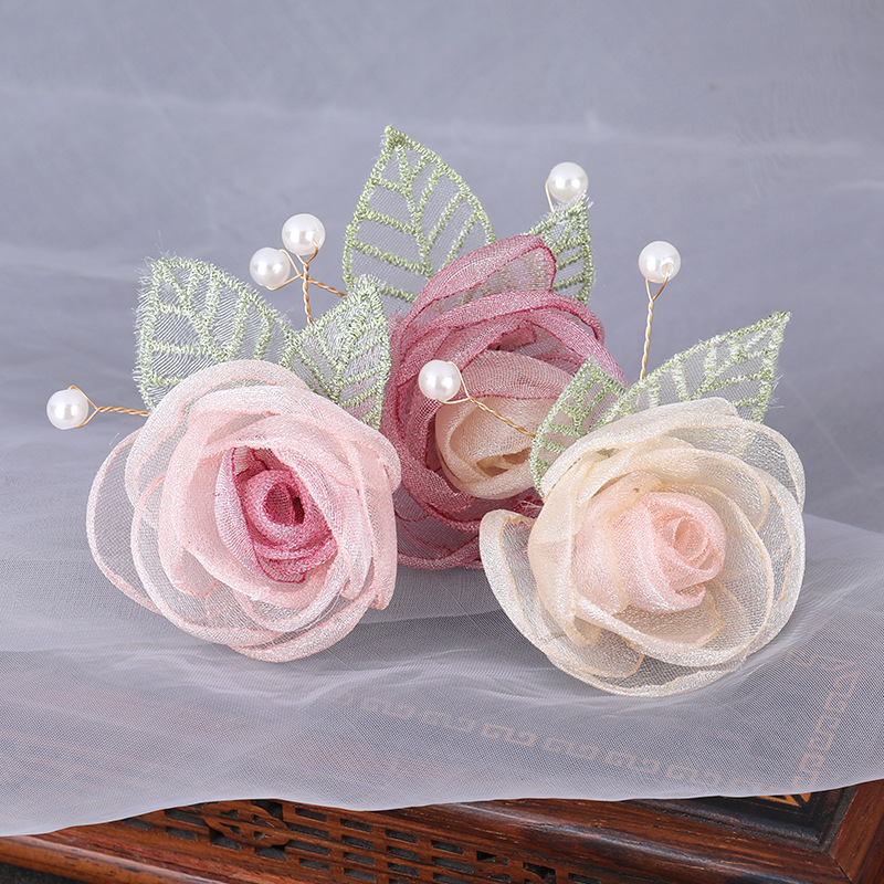 Grote Bloem Haar Stokken Vorken Goud Kleur Metalen Houten Haarspelden Clips Vrouwen Knot Maker Sieraden Chinese Stap Schudden Hoofddeksels