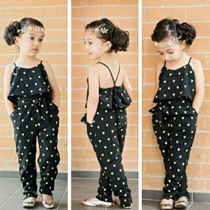 Piger jumpsuit børn baby tøj sele i form af hjerte form print tøj sommer spædbarn toddler baby børn romper