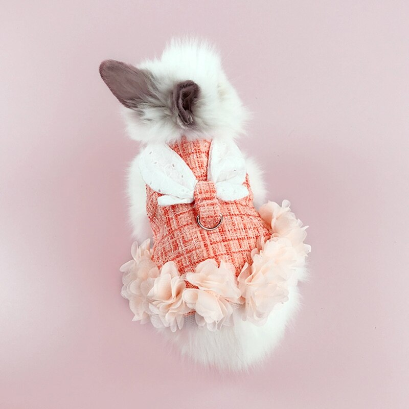 Vestido de conejo para caminar al aire libre, conjunto de arnés y Correa, ropa bonita, correa para el pecho para conejos jóvenes